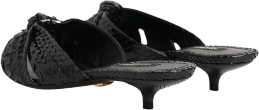 Dolce & Gabbana Zwarte leren hakken slides sandalen