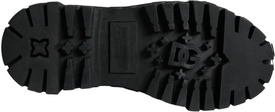Dolce & Gabbana Zwarte Leren Logo Laarzen