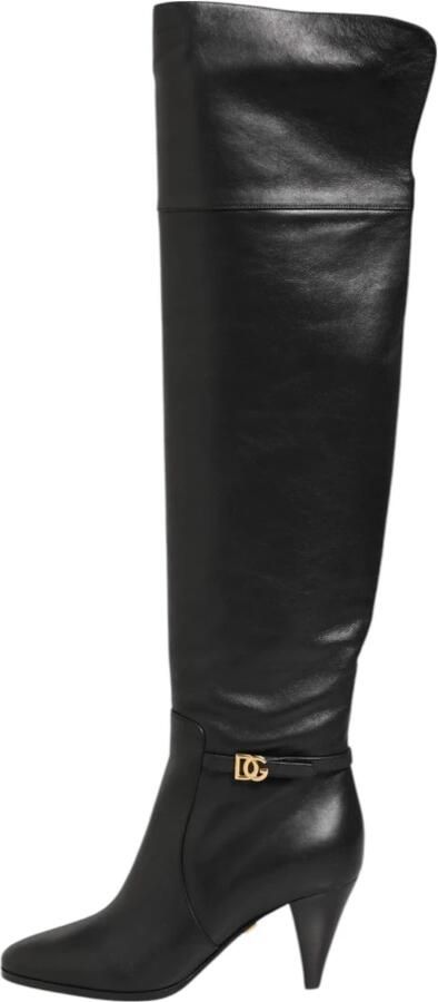 Dolce & Gabbana Zwarte leren over-de-knie laarzen
