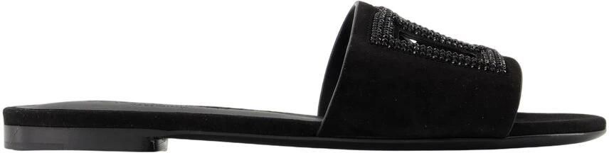 Dolce & Gabbana Zwarte Leren Sandalen Glad Geitenleer