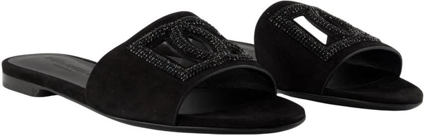 Dolce & Gabbana Zwarte Leren Sandalen Glad Geitenleer