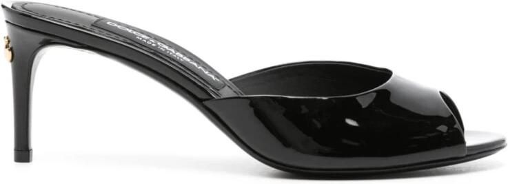 Dolce & Gabbana Zwarte leren sandalen met middelhoge hak