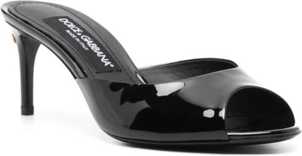 Dolce & Gabbana Zwarte leren sandalen met middelhoge hak - Foto 2