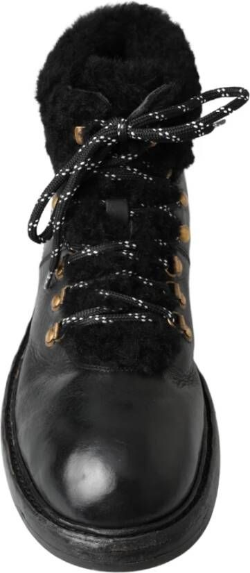 Dolce & Gabbana Zwarte Leren Shearling Laarzen Black Heren - Foto 8