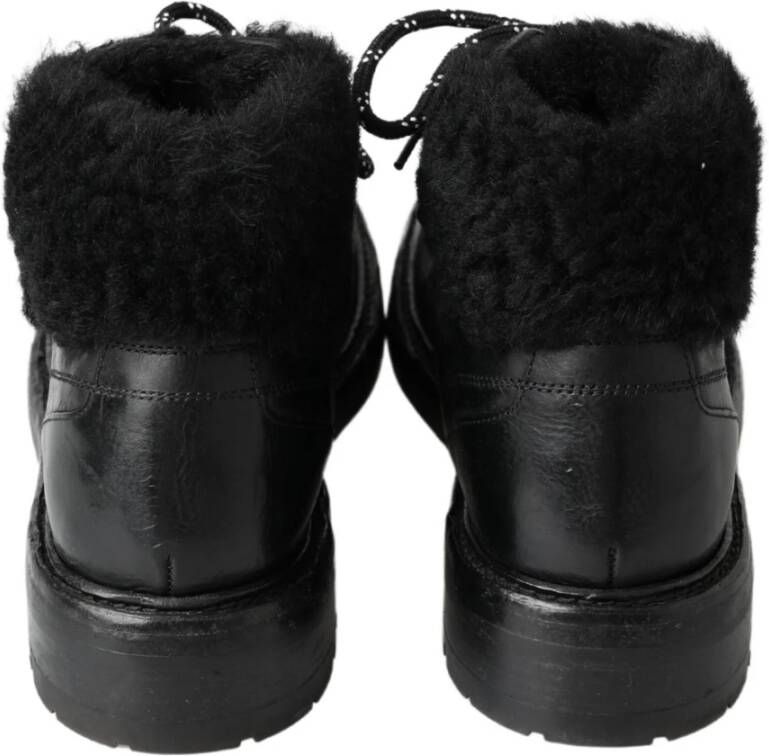 Dolce & Gabbana Zwarte Leren Shearling Laarzen Black Heren - Foto 3