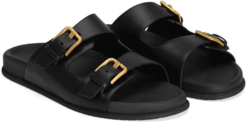 Dolce & Gabbana Zwarte leren slippers met gesp - Foto 4