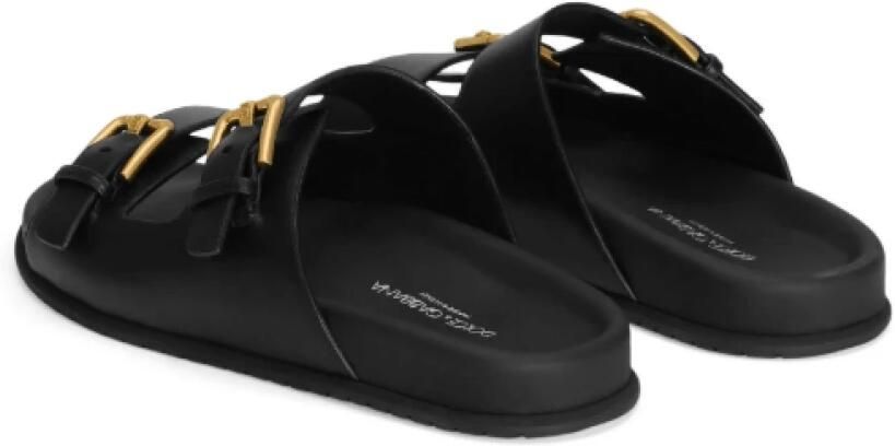 Dolce & Gabbana Zwarte leren slippers met gesp - Foto 3