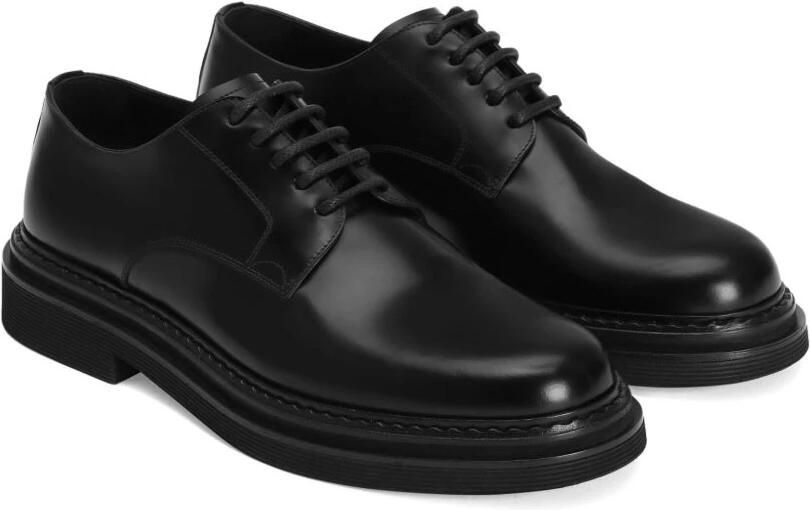Dolce & Gabbana Zwarte Leren Veterschoenen