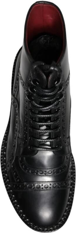 Dolce & Gabbana Zwarte Leren Veterschoenen Laarzen - Foto 2