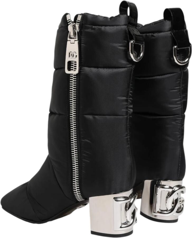 Dolce & Gabbana Zwarte Logo Hak Mid Calf Laarzen