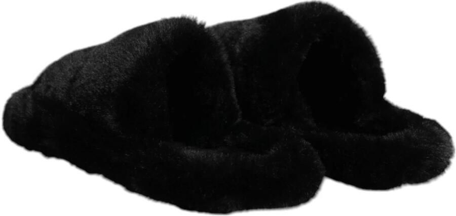 Dolce & Gabbana Zwarte Nepbont Slides Sandalen