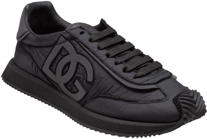 Dolce & Gabbana Zwarte Nylon Suède Veterschoenen