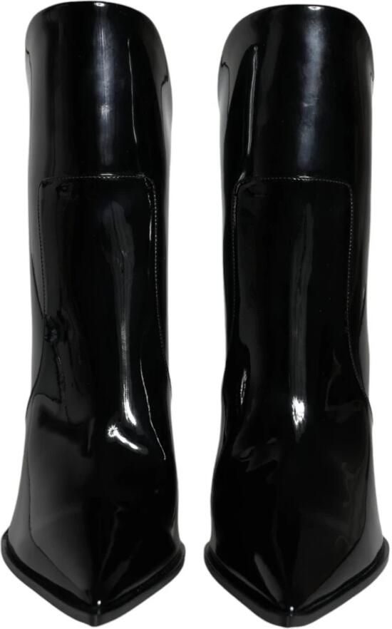 Dolce & Gabbana Zwarte Lakleren Enkellaarzen Black Dames