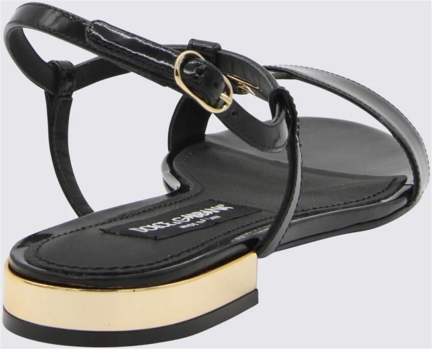 Dolce & Gabbana Zwarte platte sandalen voor vrouwen