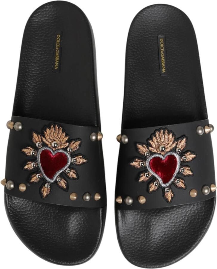 Dolce & Gabbana Zwarte Sacred Heart Slides Strandkleding Schoenen - Foto 2
