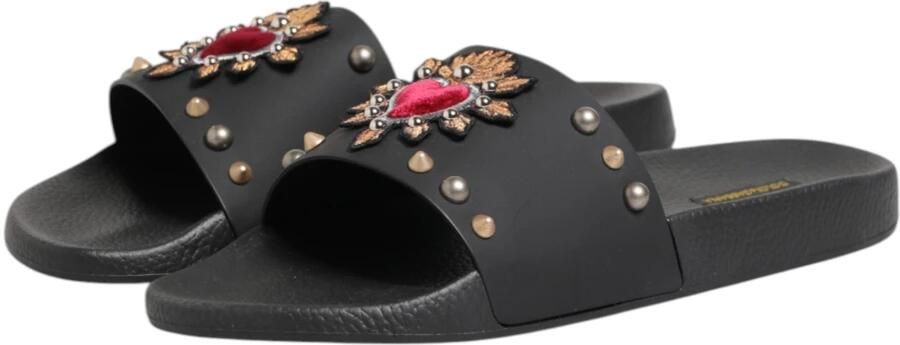 Dolce & Gabbana Zwarte Sacred Heart Slides Strandkleding Schoenen - Foto 5