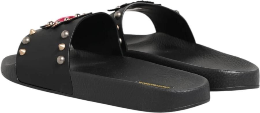Dolce & Gabbana Zwarte Sacred Heart Slides Strandkleding Schoenen - Foto 4
