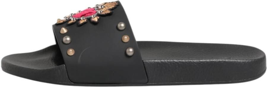 Dolce & Gabbana Zwarte Sacred Heart Slides Strandkleding Schoenen - Foto 6