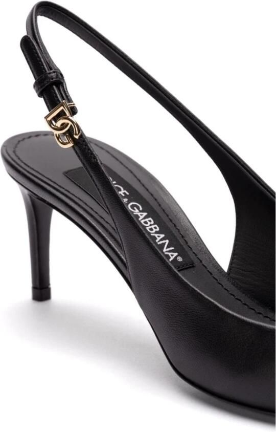 Dolce&Gabbana Hoge hakken Black Leather Slingbacks in zwart