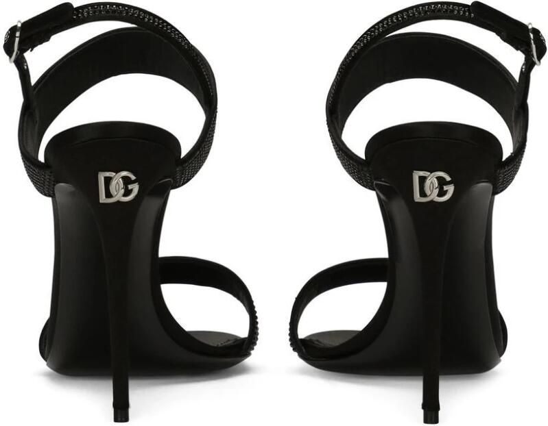 Dolce & Gabbana Zwarte Satijnen Sandalen met Tonal Rhinestones Black Dames - Foto 2