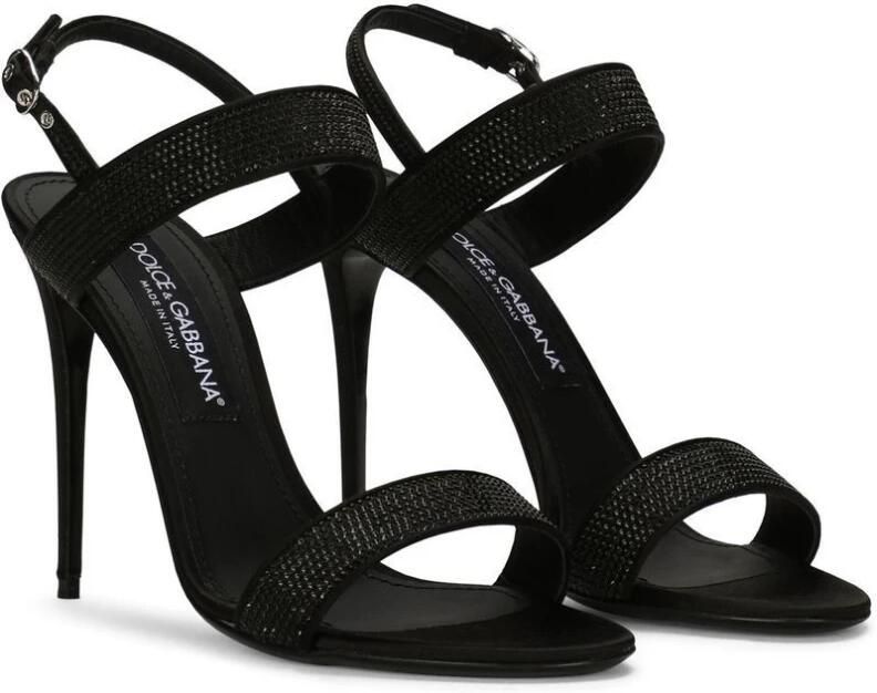 Dolce & Gabbana Zwarte Satijnen Sandalen met Tonal Rhinestones Black Dames - Foto 3