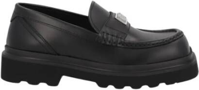 Dolce & Gabbana Zwarte platte schoenen met logo plaat Black Dames
