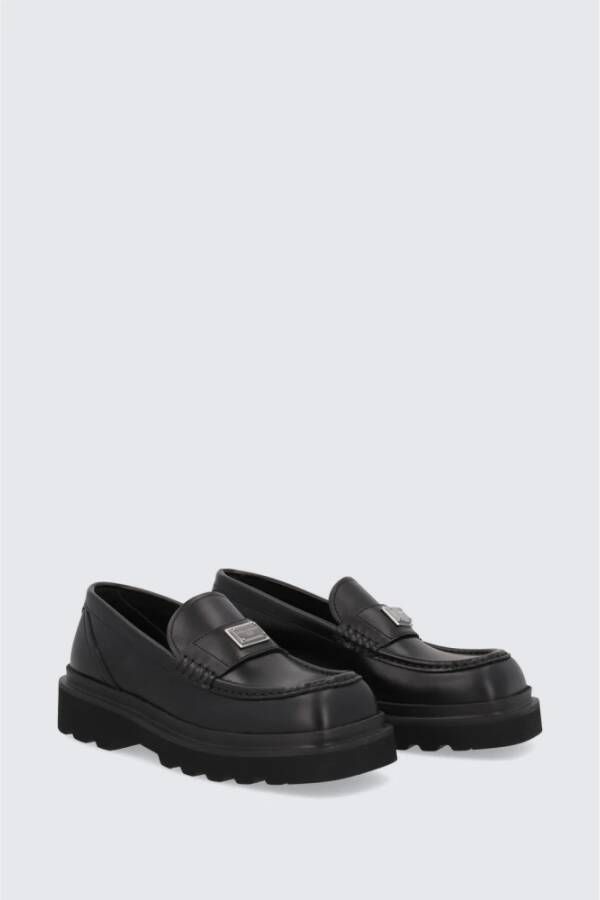 Dolce & Gabbana Zwarte platte schoenen met logo plaat Black Dames