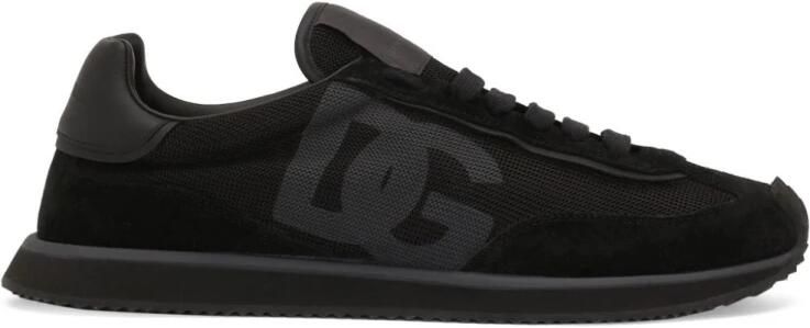 Dolce & Gabbana Suède lage sneakers met ronde neus Black Heren