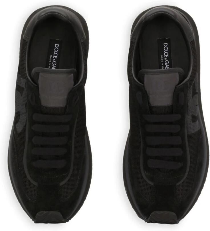 Dolce & Gabbana Suède lage sneakers met ronde neus Black Heren