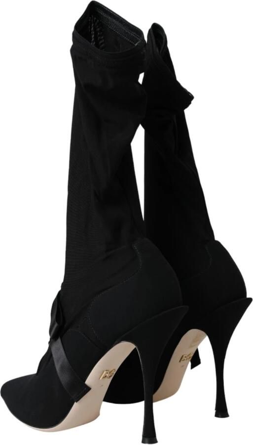 Dolce & Gabbana Zwarte Stiletto Hakken Mid Calf Laarzen