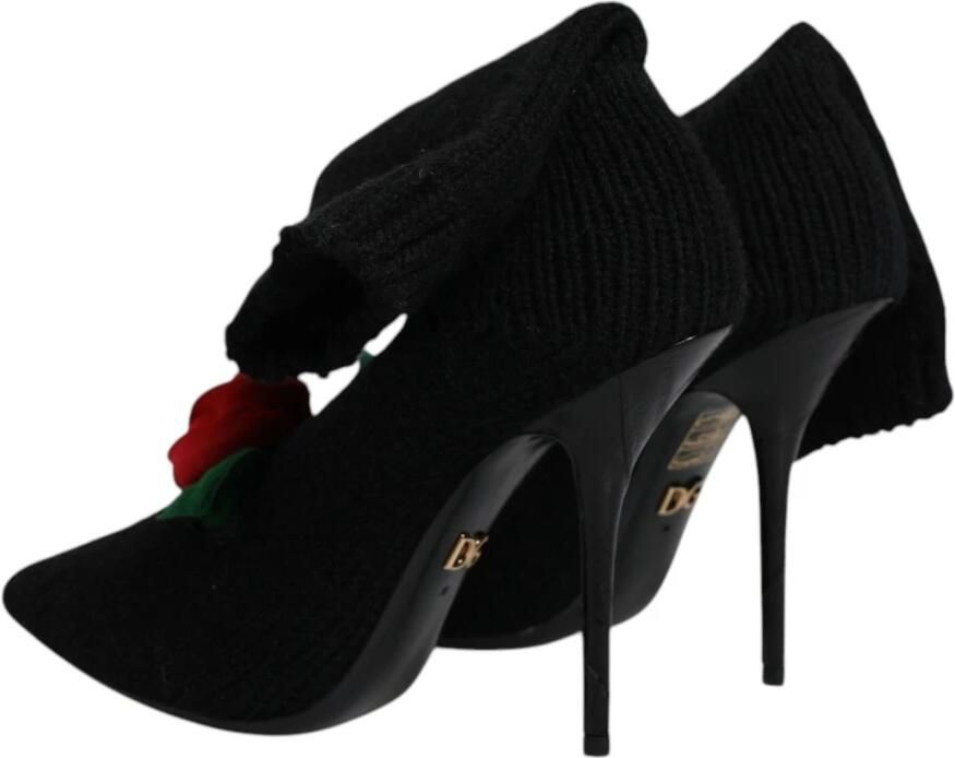 Dolce & Gabbana Zwarte Stiletto Mid-Calf Laarzen met Versieringen - Foto 3