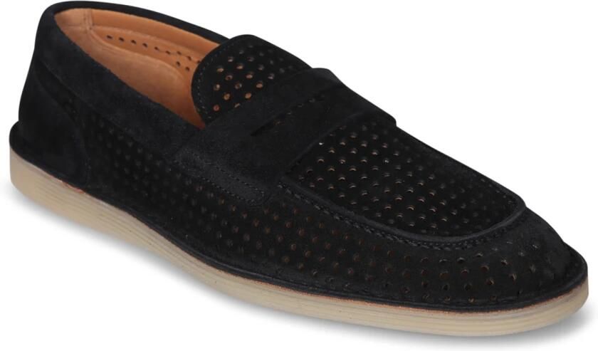 Dolce & Gabbana Geperforeerde leren loafers Zwart Ronde neus