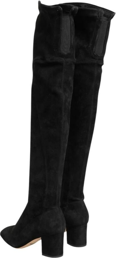 Dolce & Gabbana Zwarte Suède Leren Kniehoge Laarzen