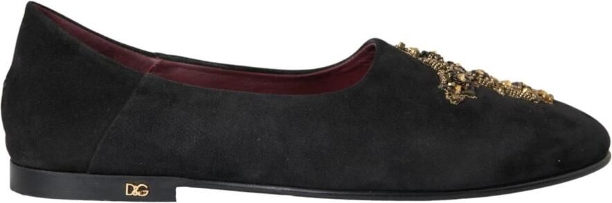 Dolce & Gabbana Zwarte Suède Loafers met Gouden Kruis - Foto 2