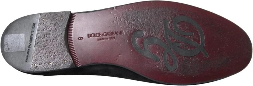 Dolce & Gabbana Zwarte Suède Loafers met Gouden Kruis