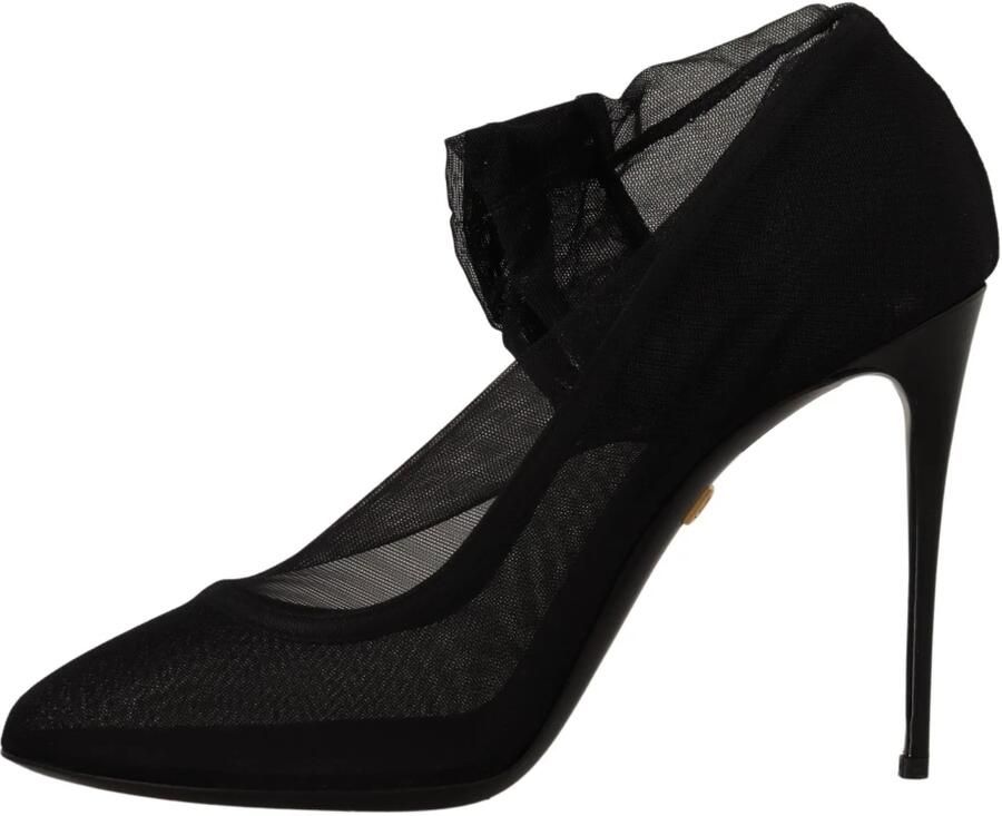 Dolce & Gabbana Zwarte Tule Stretch Laarzen Pumps Schoenen