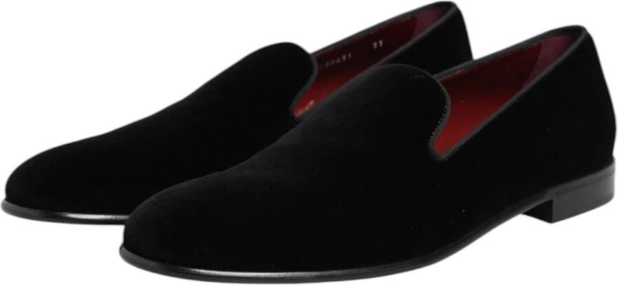 Dolce & Gabbana Zwarte Velvet Slip On Loafers Formeel