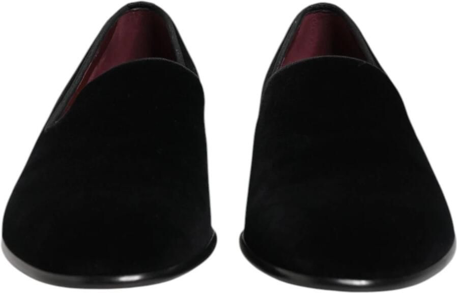 Dolce & Gabbana Zwarte Velvet Slip On Loafers Formeel