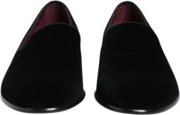 Dolce & Gabbana Zwarte Velvet Slip On Loafers Formeel