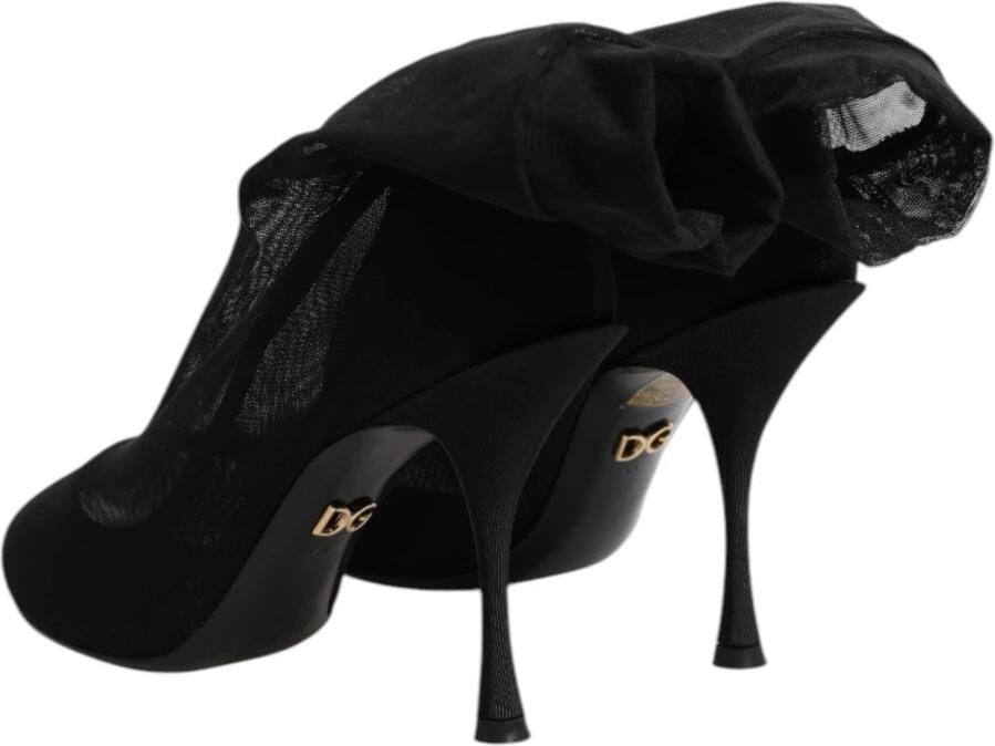 Dolce & Gabbana Zwarte Zijden Stretch Mesh Soklaarzen