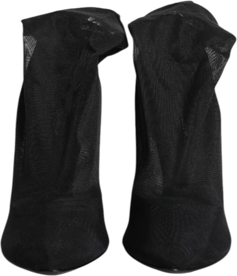 Dolce & Gabbana Zwarte Zijden Stretch Mesh Soklaarzen