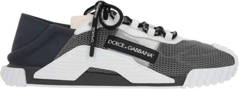 Dolce & Gabbana Donkergrijze Slip-On Sneakers met Rubber- en Leren Inzetstukken Multicolor Heren