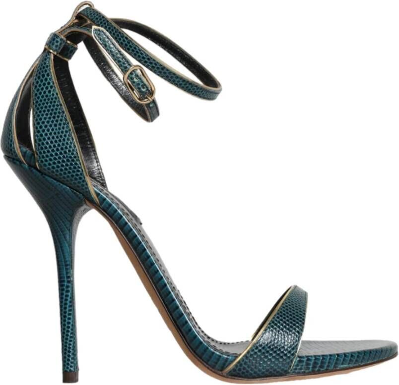 Dolce & Gabbana Donkergroene Leren Hakken Sandalen Schoenen Green Dames