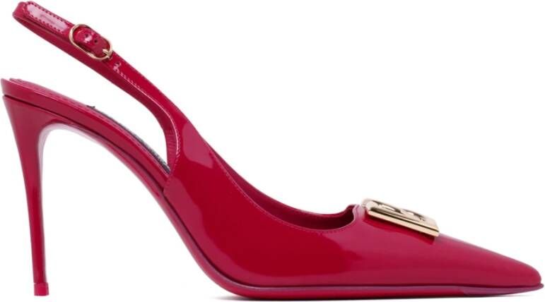 Dolce & Gabbana Donkerrode kalfsleren slingback pumps met hak Red Dames