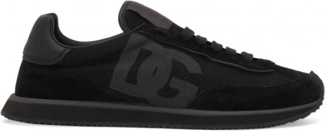Dolce & Gabbana Suède lage sneakers met ronde neus Black Heren