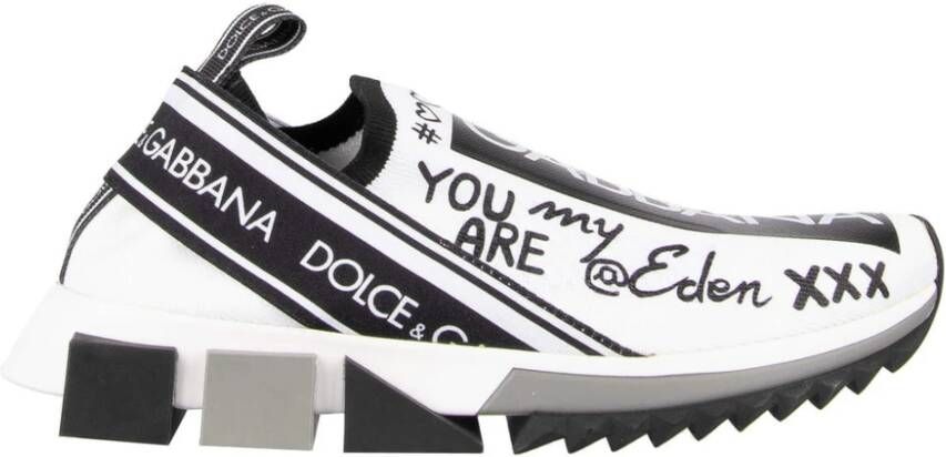Dolce & Gabbana Elastische Technische Stof Sneakers Zwart Wit Multicolor Dames