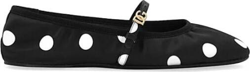 Dolce & Gabbana Polka Dot Leren Platte Schoenen Black Dames
