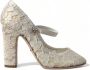 Dolce & Gabbana Elegante Blokhak Sandalen Roomwit Beige Dames - Thumbnail 10