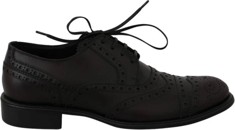Dolce & Gabbana Elegante Bordeaux Wingtip Derby Schoenen Black Heren