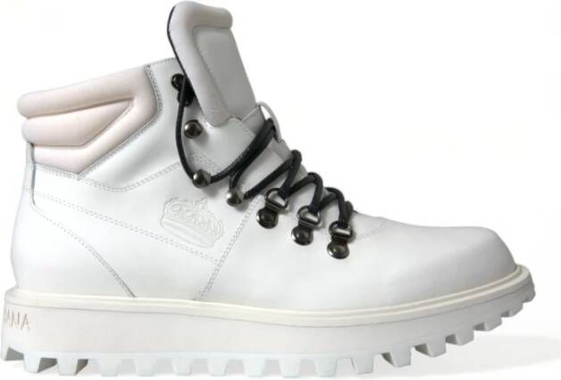 Dolce & Gabbana Elegante witte leren enkellaarzen White Heren